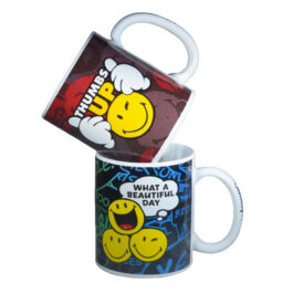 ARCHIES THUMBS UP WHAT A BEAUTIFUL DAY QUOTES SMILEY TWIN CERAMIC COFFEE MUG 350 ML