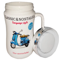 IOSA CLASSIC & NOSTALGIA THE MOTORBIKE / SCOOTER CERAMIC COFFEE MUG WITH AIRTIGHT LID