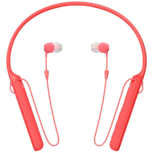 SONY WI-C400 WIRELESS BLUETOOTH IN-EAR NECK BAND HEADPHONES WITH 20 HOURS BATTERY LIFE, LIGHT WEIGHT, HEADSET WITH MIC FOR PHONE CALLS, VIBRATION NOTIFICATION, TANGLE FREE CABLE – (RED)