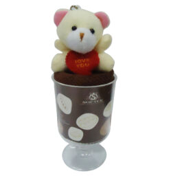 GIFT-TECH TOWEL W TEDDY A GIFT FOR YOUR DEAR ONE DECORATIVE SHOWPIECE – 17 CM (COTTON, DARK BROWN)