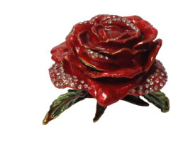 Gift-Tech Beautiful Broad Red Rose Metal Ring With Magnetic Closer Jewellery Vanity Box  (Red)