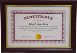 IOSA WOODEN CERTIFICATE OF ACHIEVEMENT TO WORLDS BEST MOM FRAME
