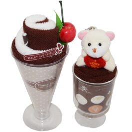 Gift Tech showpieces – Towel Ice Cone with Cute Teddy Towel Gift Combo Pack