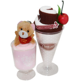Gift Tech showpices – Towel Ice Cone with Cute Teddy Towel Gift Combo Pack – Pink & Dark Brown