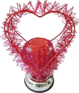 GIFT-TECH HEART SHAPED METAL TABLE LAMP LIGHT WITH TOUCH SENSITIVE ON/OFF SWITCH TABLE LAMP – 27 CM – RED