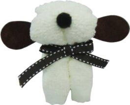 Cute Dog with Bow Decorative Showpiece Gift 9cm – White Cotton inside