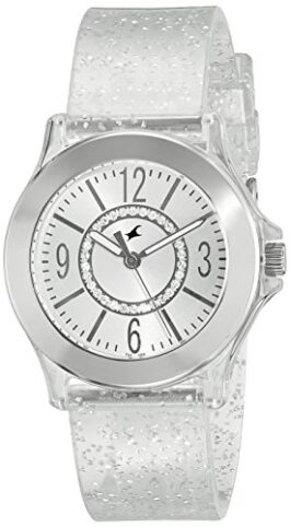 FASTRACK TRENDIES SILVER DIAL PLASTIC STRAP WATCH FOR WOMEN 9827PP19