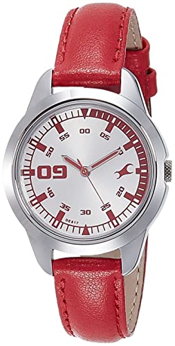 FASTTRACK SILVER DIAL RED LEATHER STRAP WATCH FOR GIRLS  6129SL01