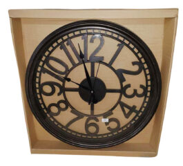 IMPORTED 18 INCH WALL CLOCK WITH NUMBER DIAL / GLASS, STEP MOVEMENT, BLACK PLASTIC CASE (35X35X5 CM)