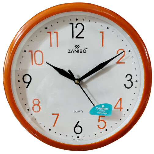 ZANIBO QUARTZ SIMPLE PVC PLASTIC ORANGE COLOR WALL CLOCK 1035