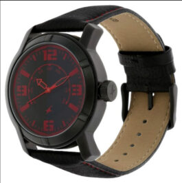 FASTRACK BLACK & RED DIAL ANALOG LEATHER STRAP WATCH FOR MEN 3021NL01