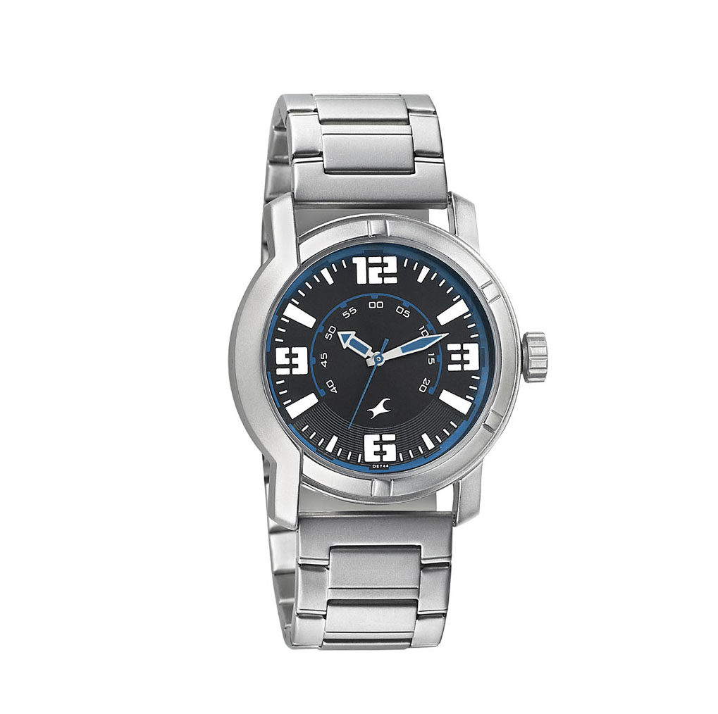 Buy Black Dial Men Fastrack Watch with Silver Stainless Steel Strap (YG-006)