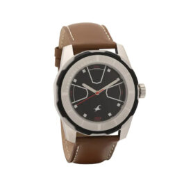 FASTRACK ANALOG BLACK DIAL BROWN LEATHER STRAP WATCH FOR 3099SL04