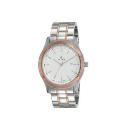 TITAN WHITE DIAL TWO TONED STAINLESS STEEL STRAP WATCH 1627KM01