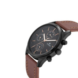 TITAN WORKWEAR WATCH WITH BLACK DIAL & BROWN LEATHER STRAP FOR MEN 1805NL01