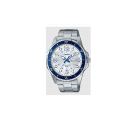 CASIO ENTICER ANALOG SILVER BLUE DIAL WATCH FOR MEN MTD-100D-7A2VDF A1153