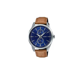 CASIO ENTICER ANALOG BLUE DIAL W BROWN LEATHER  STRAP MEN’S WATCH MTP-SW340L-2AVDF – A1673