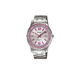 CASIO ENTICER SILVER ANALOG PINK SPARKLE DIAL WOMEN WATCH LTP-1359D-4AVDF – A809