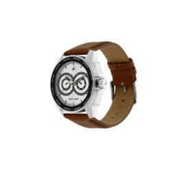 FASTRACK WHITE DIAL ANALOG WITH BROWN LEATHER STRAP WATCH FOR MEN’S 3089SL07