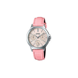 CASIO ENTICER MULTI DIAL PINK LEATHER STRAP WATCH FOR WOMEN’S LTP-V300L-4AUDF – A1150