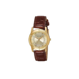 SONATA GOLDEN DIAL LEATHER STRAP WATCH FOR MEN 7100YL01